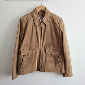 American Classics JLC Men’s Tan Suede Leather Jacket Quilted Lining Size L